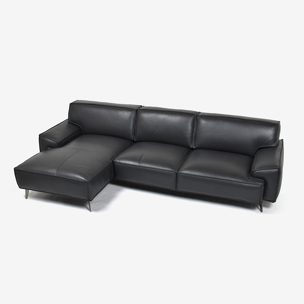 カウチソファ2点セット 向って左カウチ 「L/S 78（エルエス78）」奥行275cm 革#J/S-180E スレートグレー色