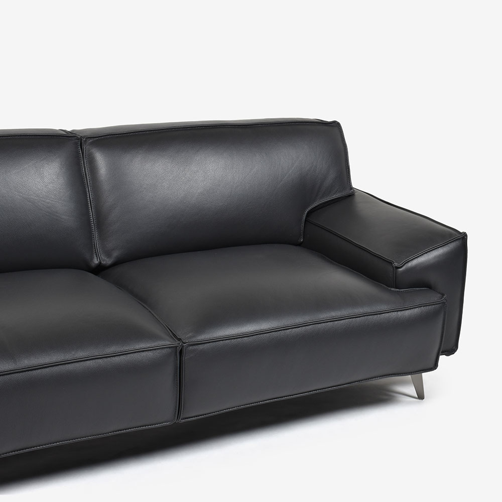 カウチソファ2点セット 向って左カウチ 「L/S 78（エルエス78）」奥行275cm 革#J/S-180E スレートグレー色