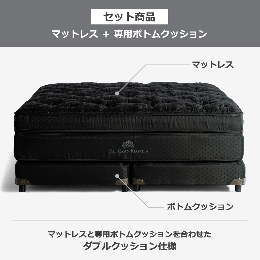 REGALIA(レガリア)マットレス「ザ・グランレガリア MC PO FR CH」+専用ボトムクッション ワイドダブルロングサイズ【新春初売・限定1セットが50%OFF】