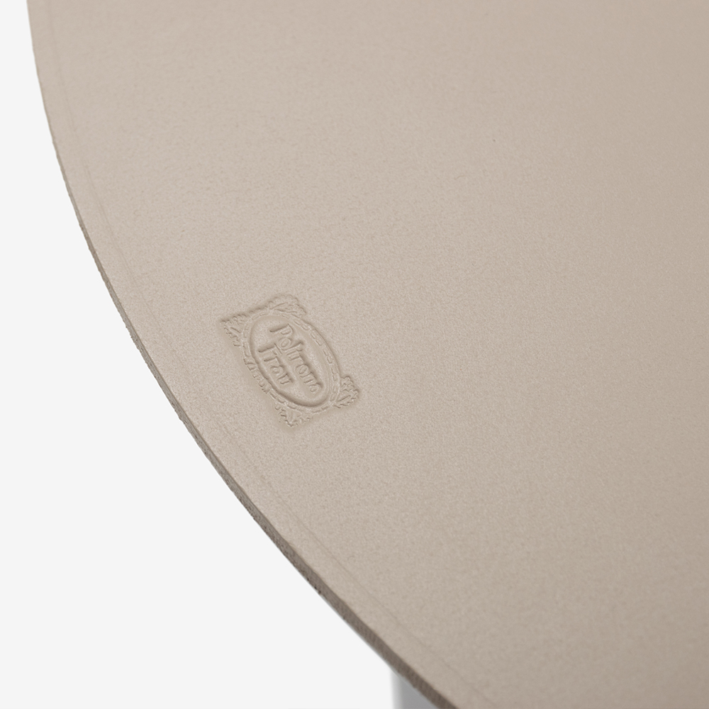 PoltronaFrau(ポルトローナ・フラウ)サイドテーブル「Ilary イラリー H55」丸53cm 天板 革ライトグレー