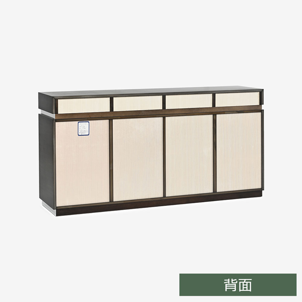 サイドボード「デコレ2」幅180cm バスウッド材シルバーブラック色 艶消し【受注生産品】