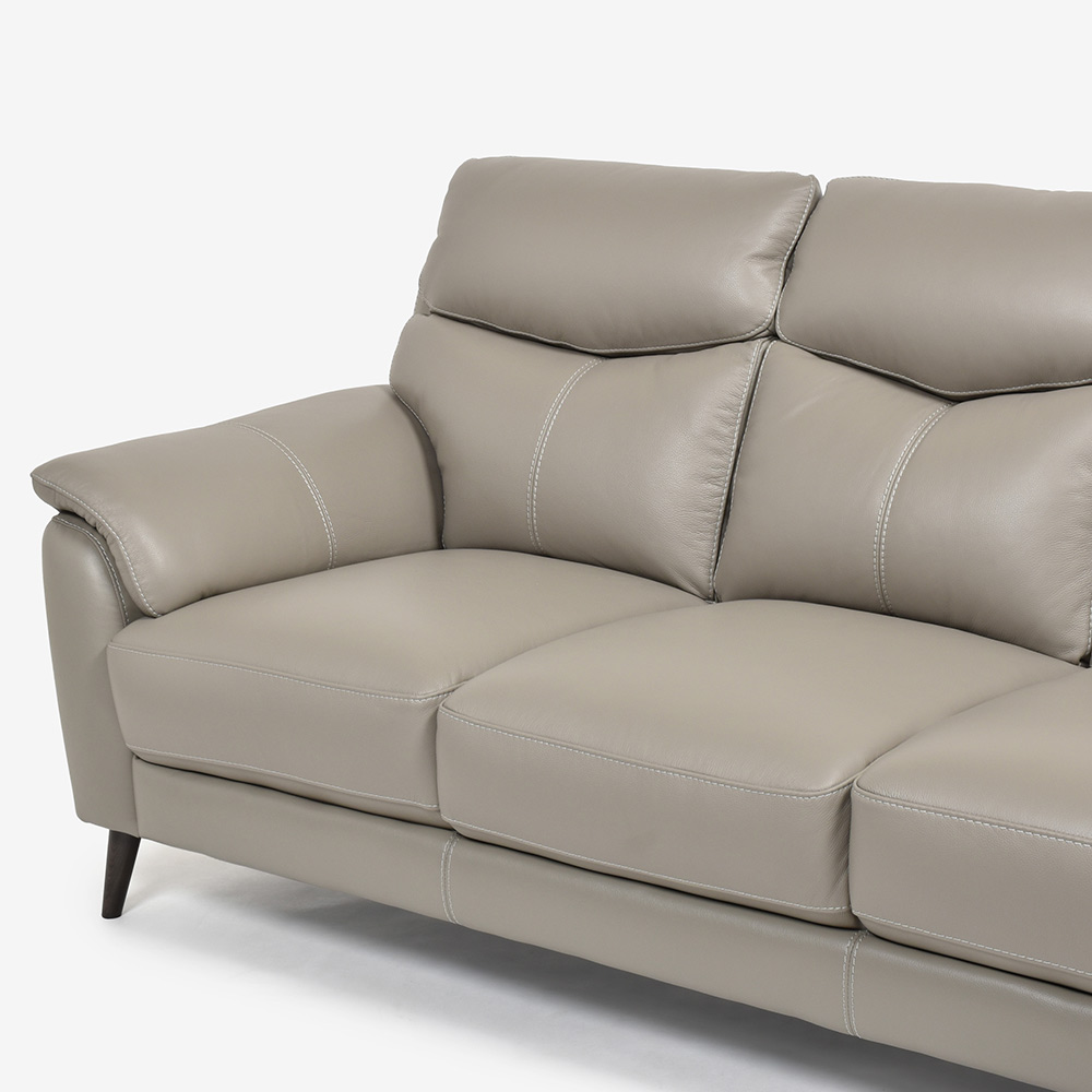 ソファ 3人掛け「ワルツ」幅206cm 半革#J-722A/PU トープ色