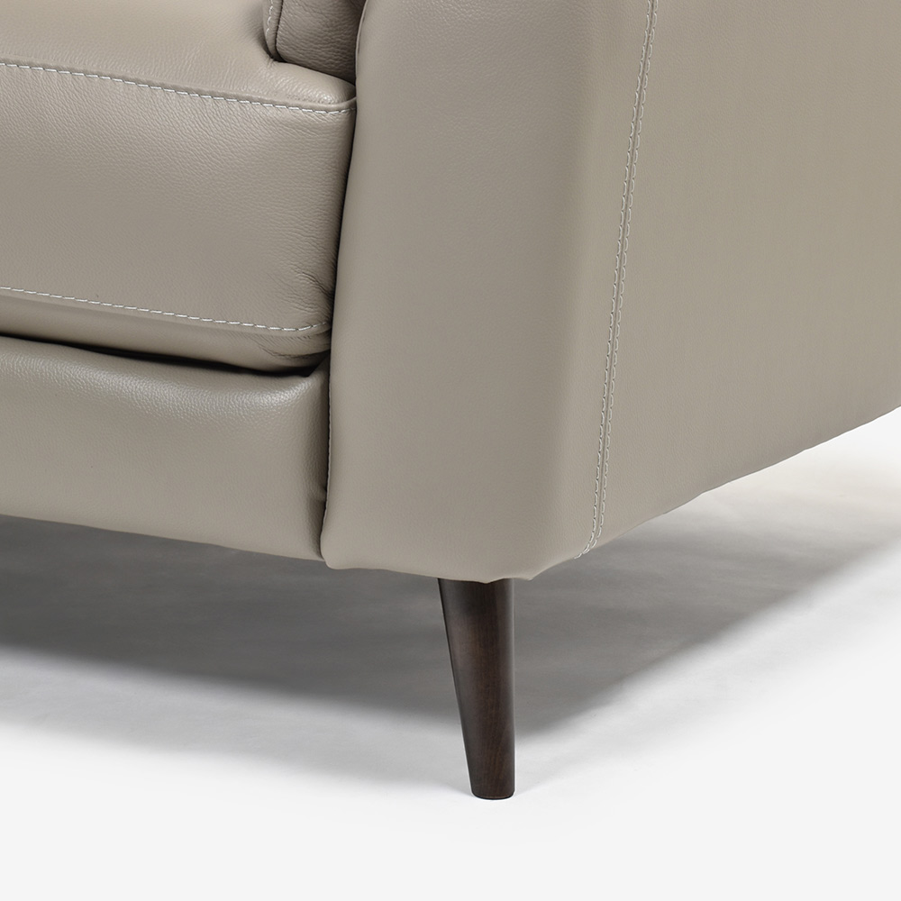 ソファ 3人掛け「ワルツ」幅206cm 半革#J-722A/PU トープ色