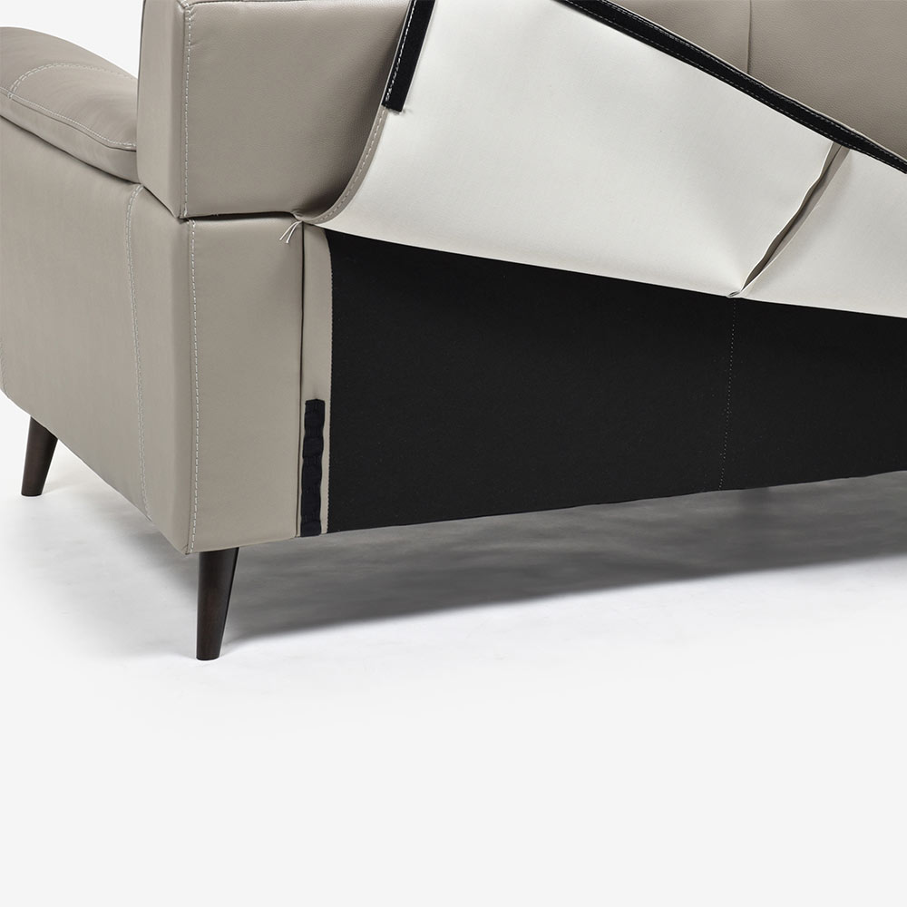 ソファ 3人掛け「ワルツ」幅206cm 半革#J-722A/PU トープ色