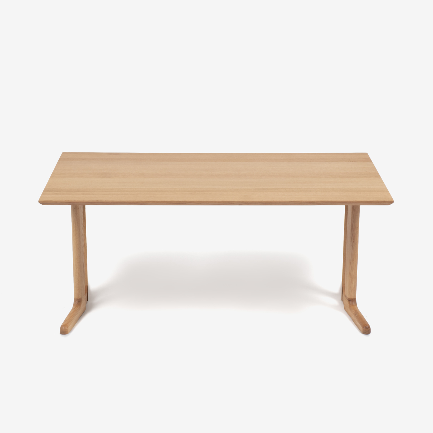 ダイニングテーブル「フィル3」レッドオーク材ホワイトオーク色　2本脚ロータイプ（高さ647）天板2タイプ（角型・角丸型）全3サイズ