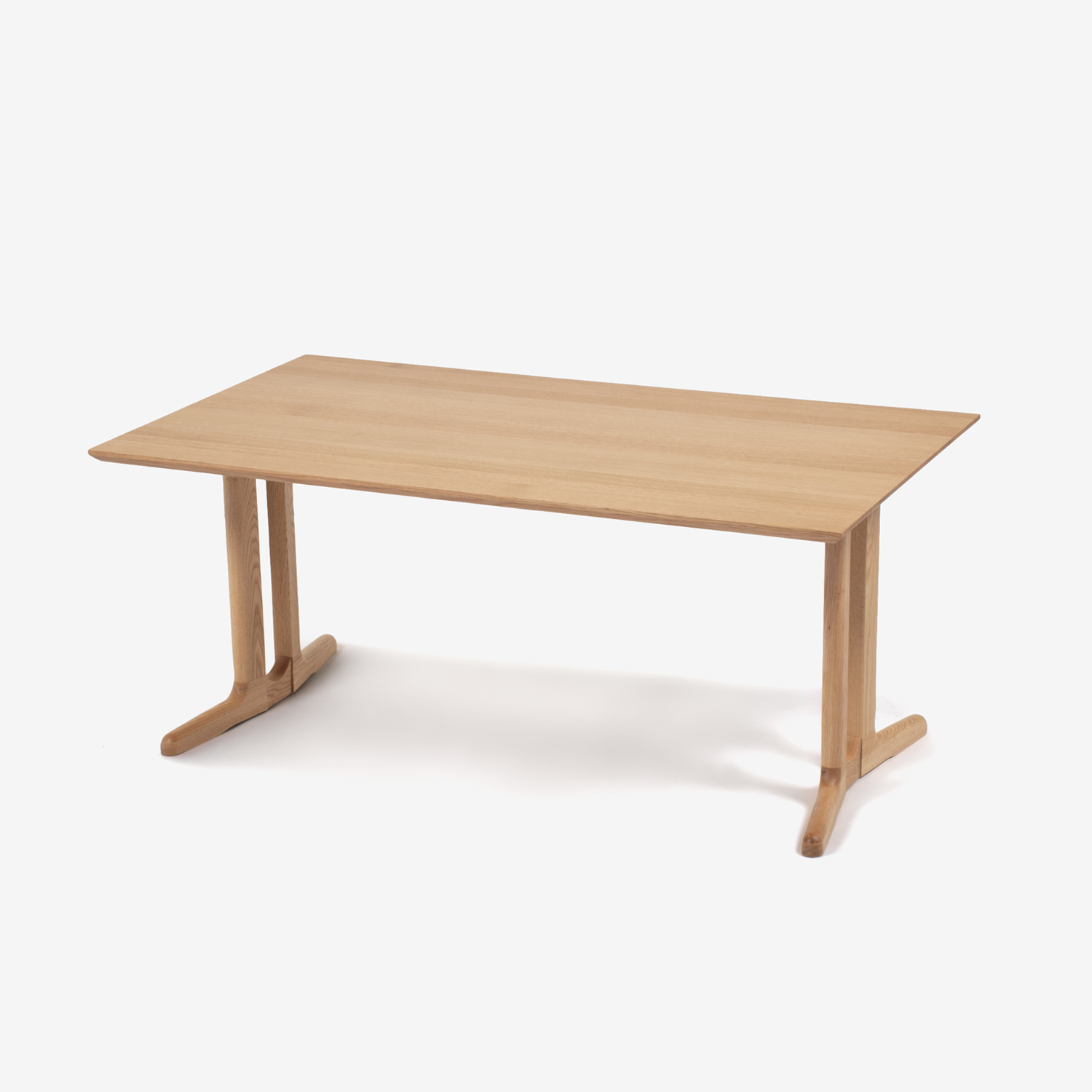 ダイニングテーブル「フィル3」レッドオーク材ホワイトオーク色　2本脚ロータイプ（高さ647）天板2タイプ（角型・角丸型）全4サイズ