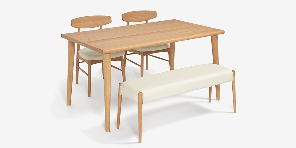 ダイニングテーブル「ユノ3」レッドオーク材 ホワイトオーク色 丸脚 全3サイズ | 大塚家具 ONLINE SHOP