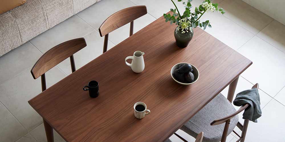 大塚家具 ユノ3 ダイニングチェア 2脚セット ウォールナット② ダイニングセット「ユノ3」ウォールナット材 座面PVCブラック/布カバー