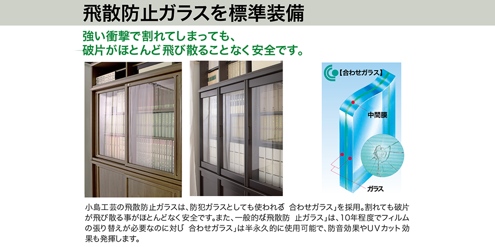 飛散防止ガラスを標準装備