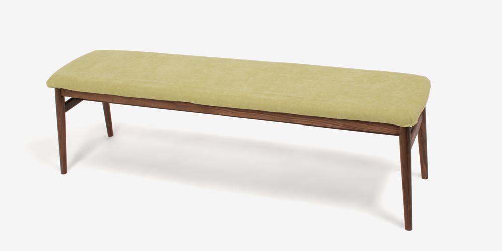 ベンチ「シネマ」幅151cm ウォールナット材 座面PVC　カーキ色