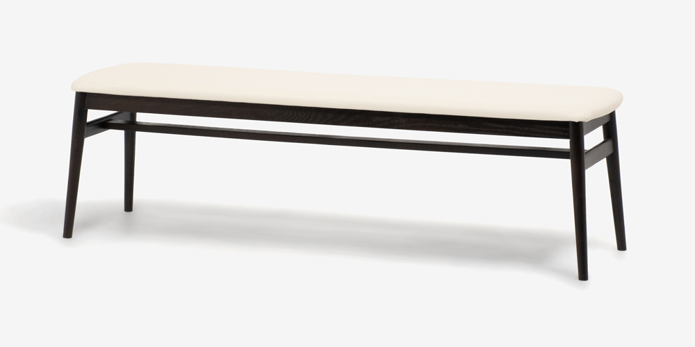 ベンチ「シネマ」幅151cm レッドオーク材 ダークブラウン色 座面PVC