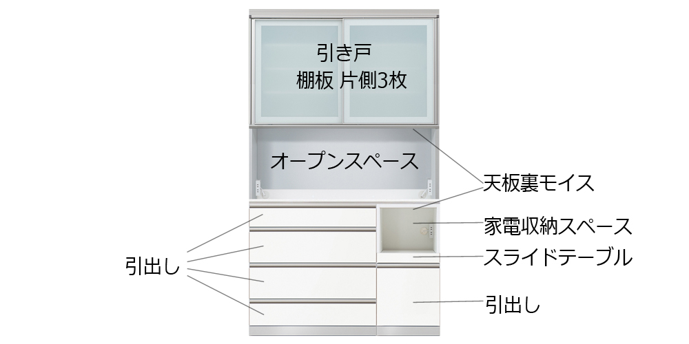 AYANO（綾野製作所）キッチンボード「クラスト」奥行45cm 高さ207cm 幅