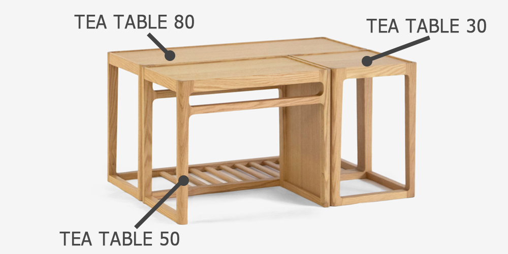 サイズ違いのティーテーブルとレイアウト