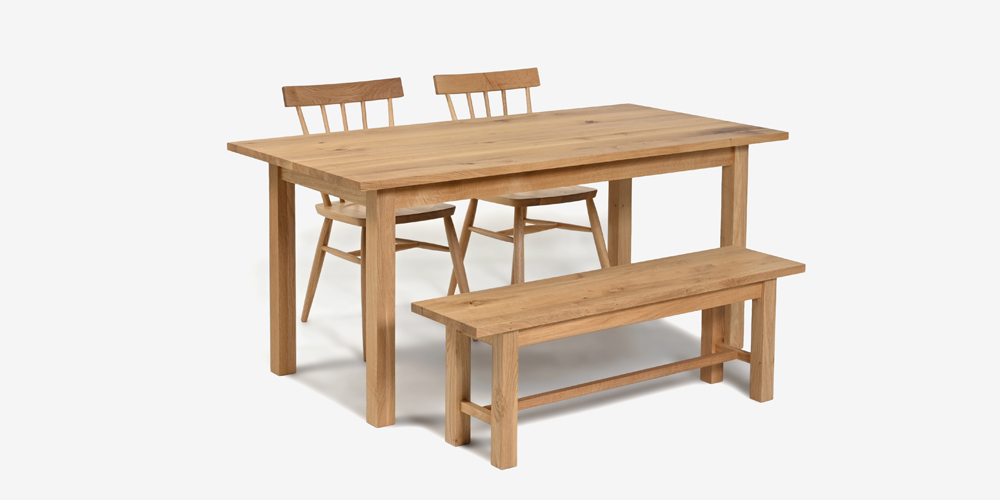 ダイニングセット「ロビンB」（テーブル+ベンチ+チェア）ナラ材 テーブル3サイズ
