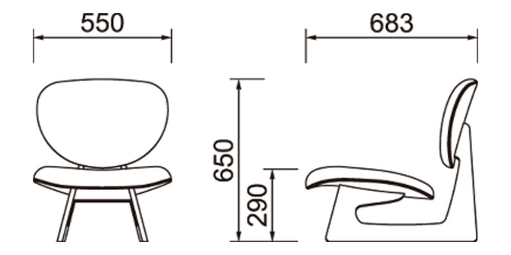 低座イス「S-5016NA-ST」の寸法図