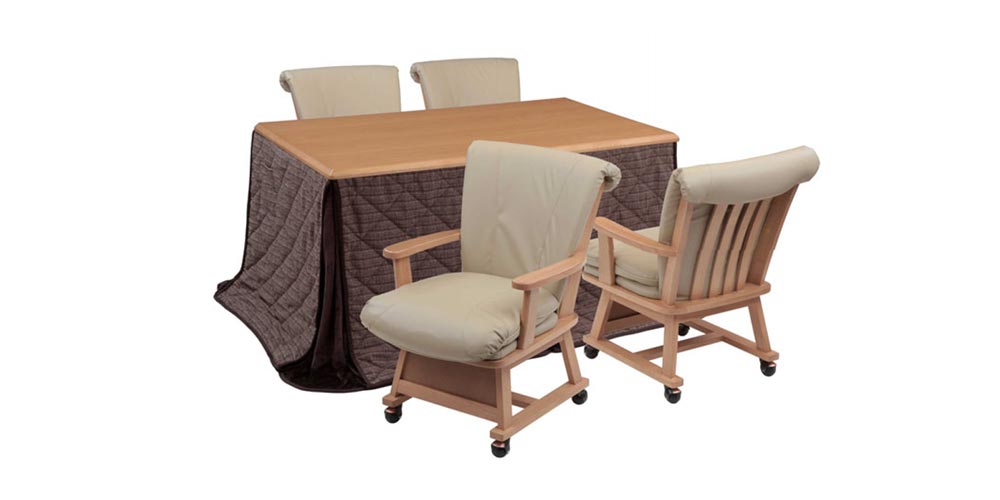 協立工芸 長方形ダイニングこたつ つばきW135×D85×H67-70 ダイニング