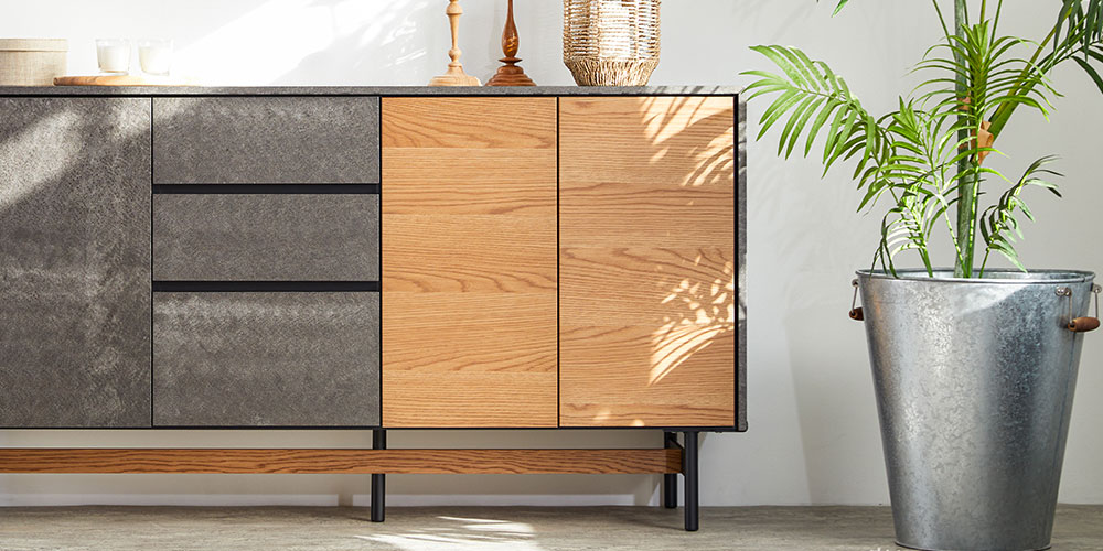 サイドボード「アルヴィン」オークヴィンテージナチュラル色（OK-VN