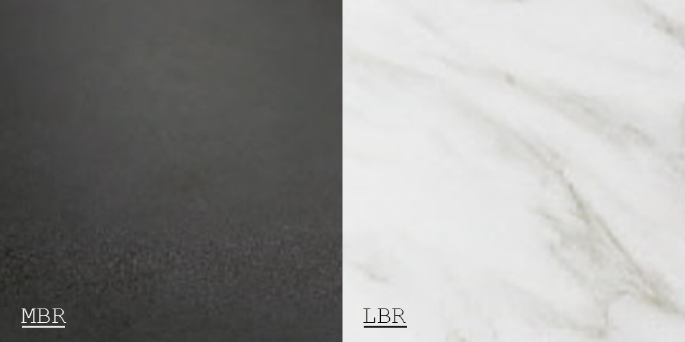 セラミック天板カラーサンプル（左：MBR、右：LBR）のイメージ画像