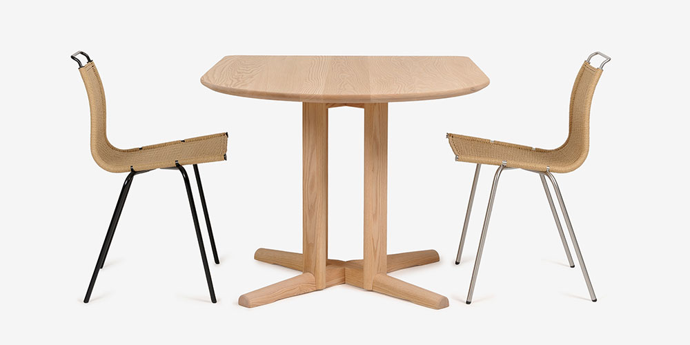 ダイニングテーブル「フィルプラス」R型 幅120cmの横からのコーディネート画像