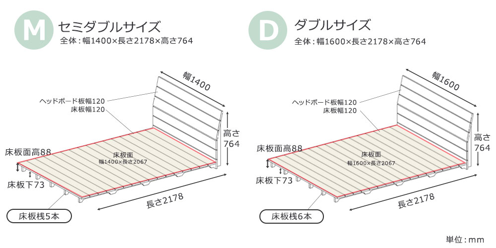 サイズ詳細 セミダブル・ダブルサイズ