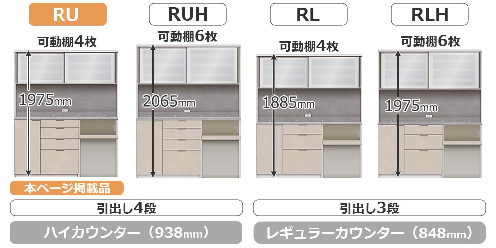 Pamouna（パモウナ）オープンボード「RU-S1602R・1602R」幅160cm 高さ