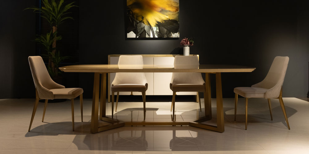 ダイニングチェア「CORZA コルザ No.1」布YNR04/脚ゴールド