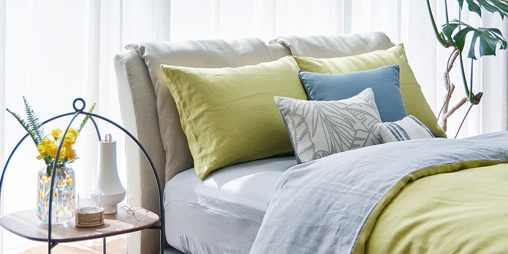 「THE LINEN」ラミーシリーズのベッドメイクイメージ