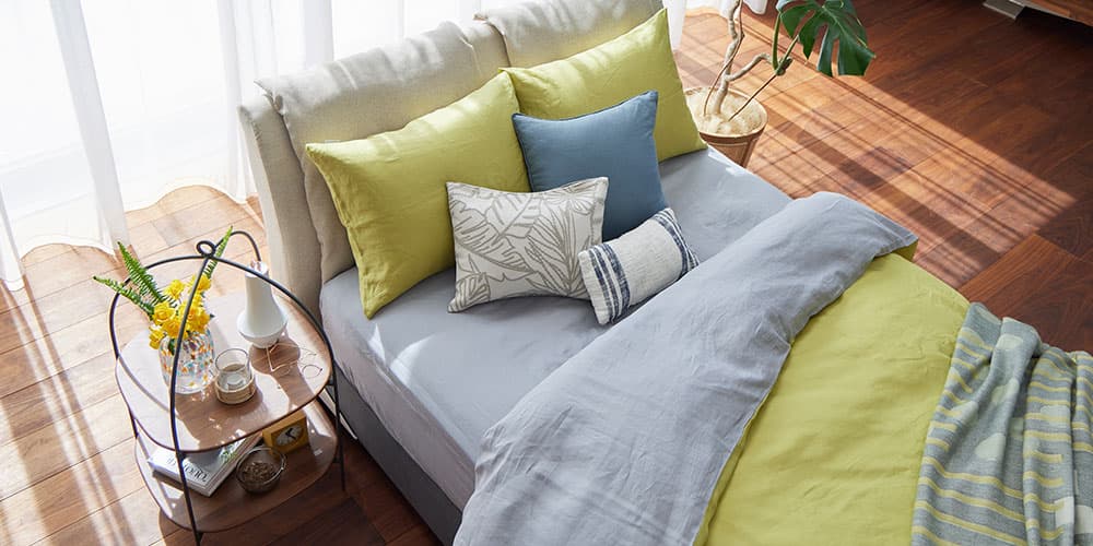 「THE LINEN」ラミーシリーズのベッドメイクイメージ