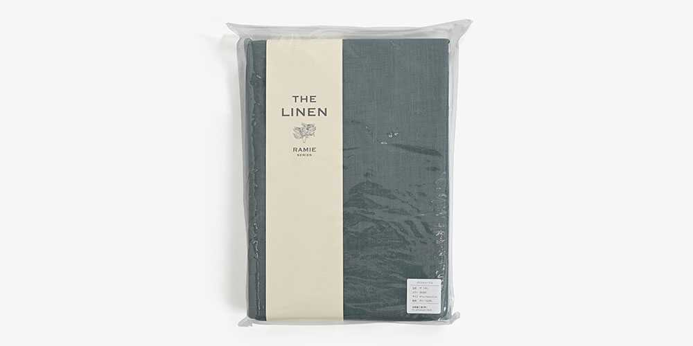 ボックスシーツ「ザ リネン ラミー」のブルーグリーン