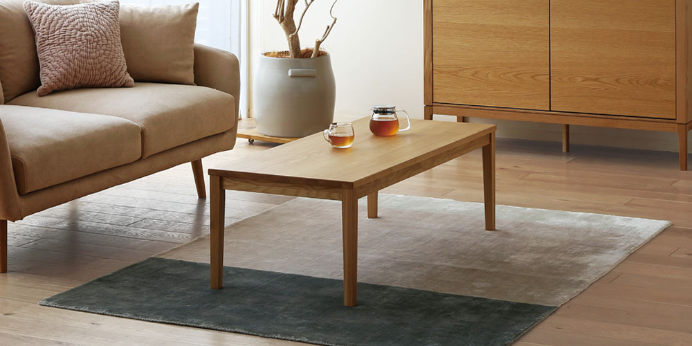 リビングテーブル「プレーン」幅120cm 天板：角タイプ 脚：斜め角