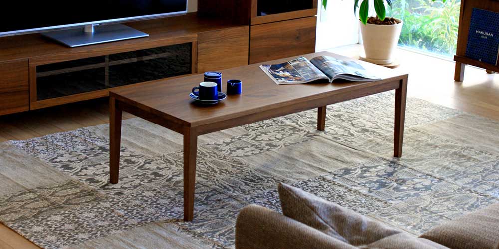 リビングテーブル「プレーン」幅120cm 天板：角タイプ 脚：斜め角