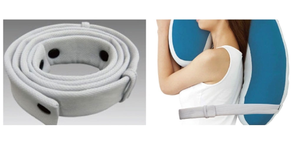 「スリープバンテージドクターピロー」のサポートベルト使用イメージ