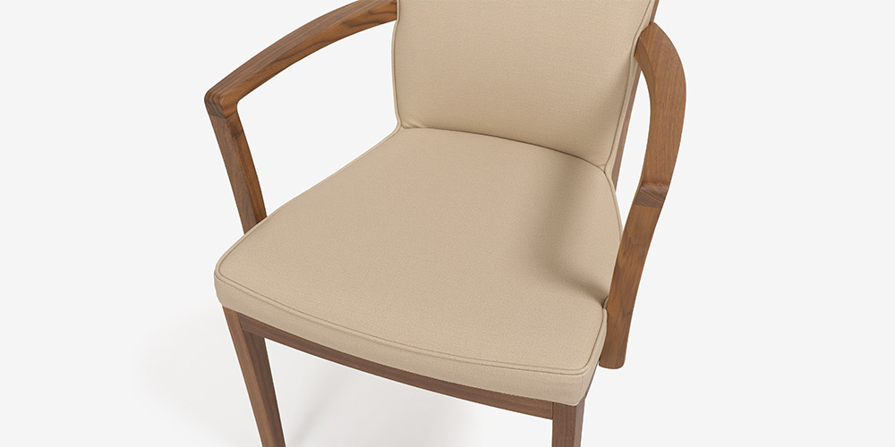 ダイニングチェア（アーム付き）「C3085AYRG」アームと座面を上からみた画像