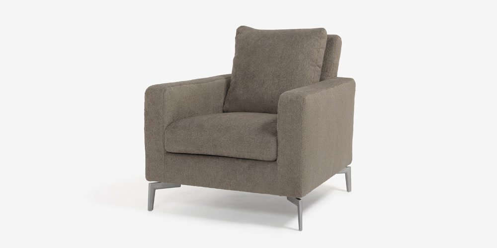 アームチェア「ベラビスタ」布グレージュ色 斜め