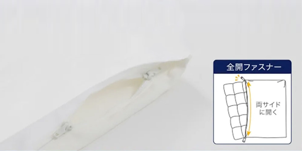 掛け布団カバー「newmine（ニューミン）コスメティックスカバー」のファスナー（側面）