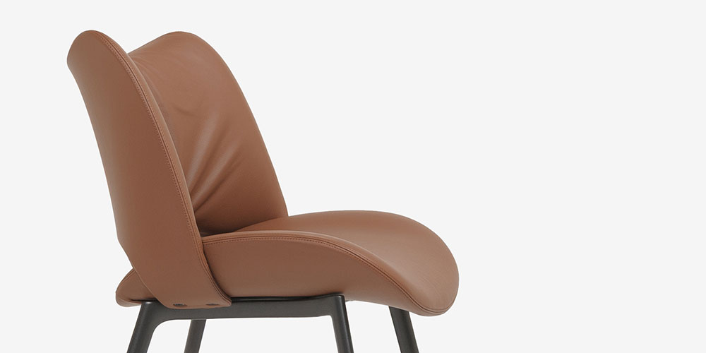 チェア「ニース」革トンカ 2枚シェル構造の座面