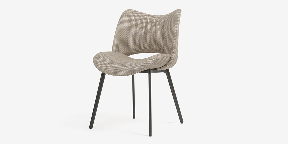 チェア「ニース」布ブロンドウッド 斜め画像