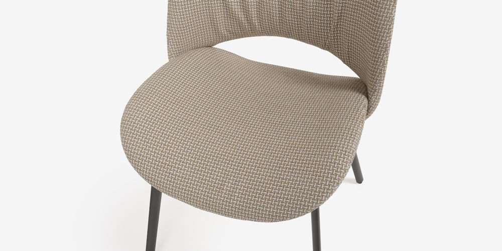 チェア「ニース」布ブロンドウッド 座面アップ