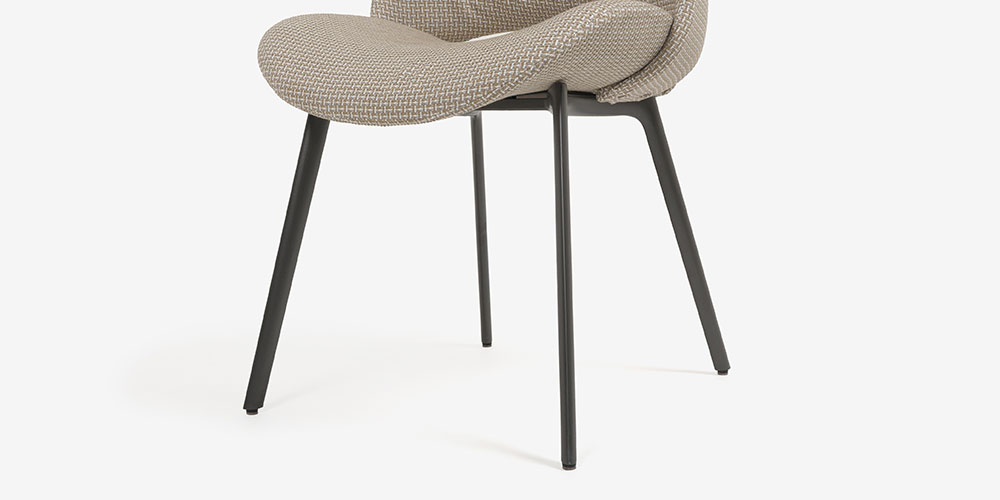 チェア「ニース」布ブロンドウッド 金属脚