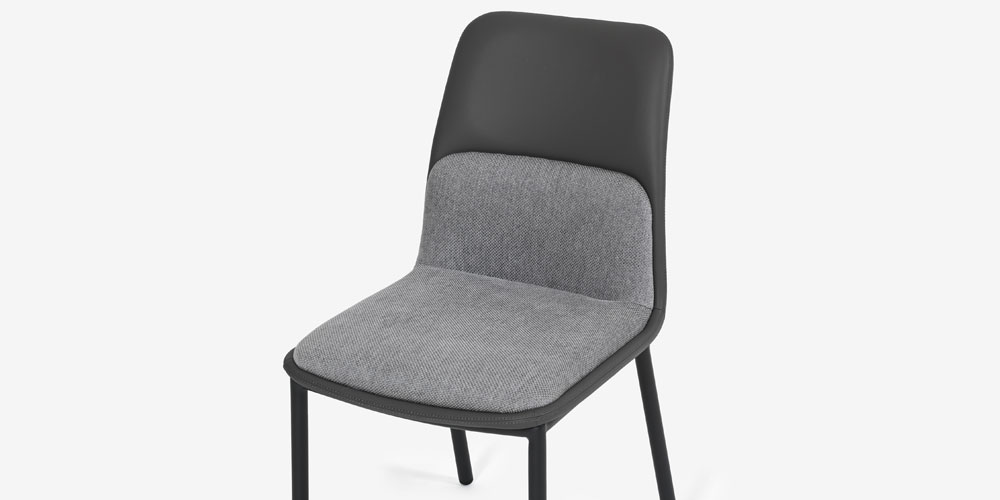 【座面アップ画像】布ダークグレー色 合成皮革ブラック色