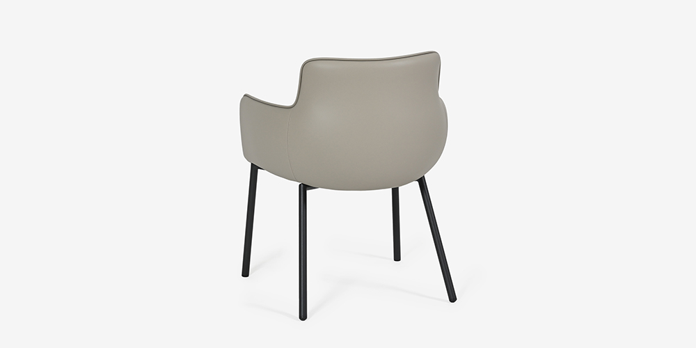 【背面画像】ダイニングチェア「デリス」合成皮革ライトグレー色/ブラック色