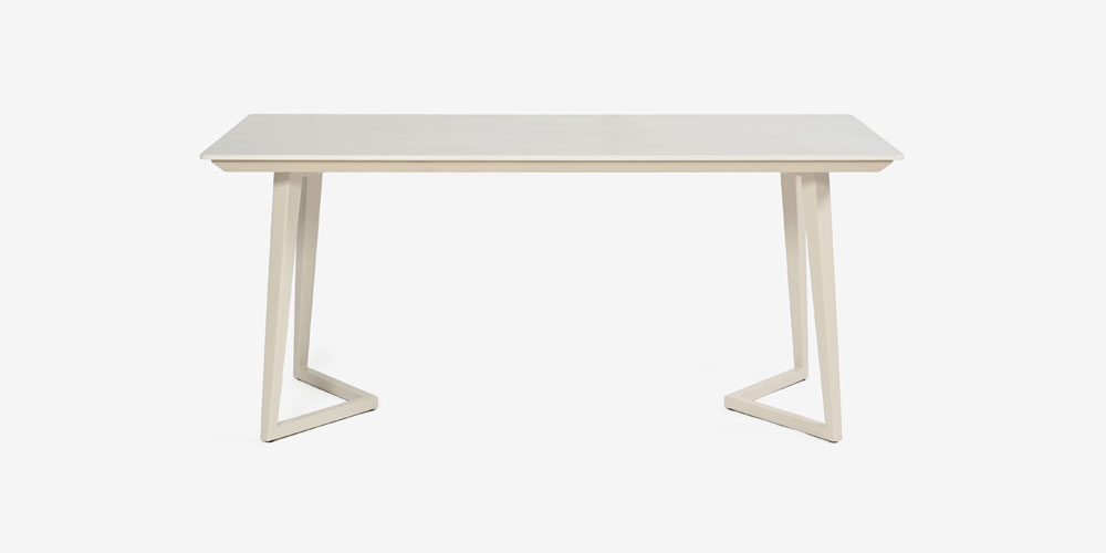 【正面画像】ダイニングチェア「カロル」布ライトグレー色 合成皮革アイボリー色