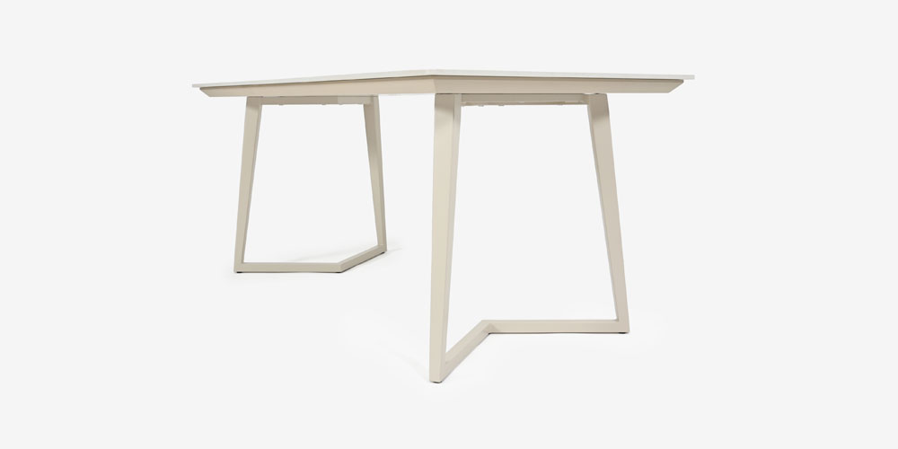 【座面アップ画像】ダイニングチェア「カロル」布ライトグレー色 合成皮革アイボリー色