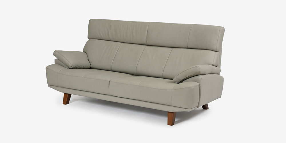 【正面画像】ソファ 3人掛け「ルミナス2 2SW19」半革＃HJ123 ライトグレー色/脚ABR アッシュブラウン色