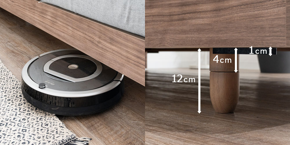 3段階に高さ変更可能  ベッドフレーム「レンヌブックスタンド」