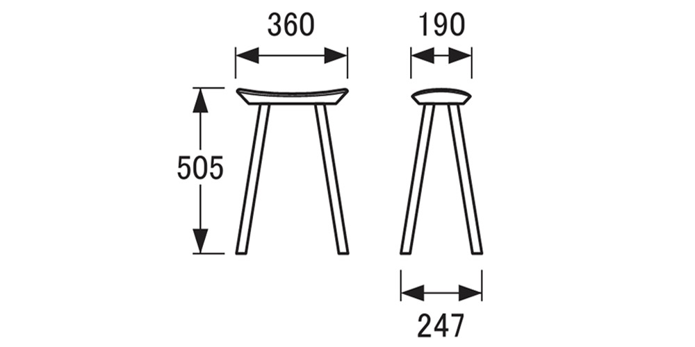 スツール「7553」高さ50cmのサイズ詳細