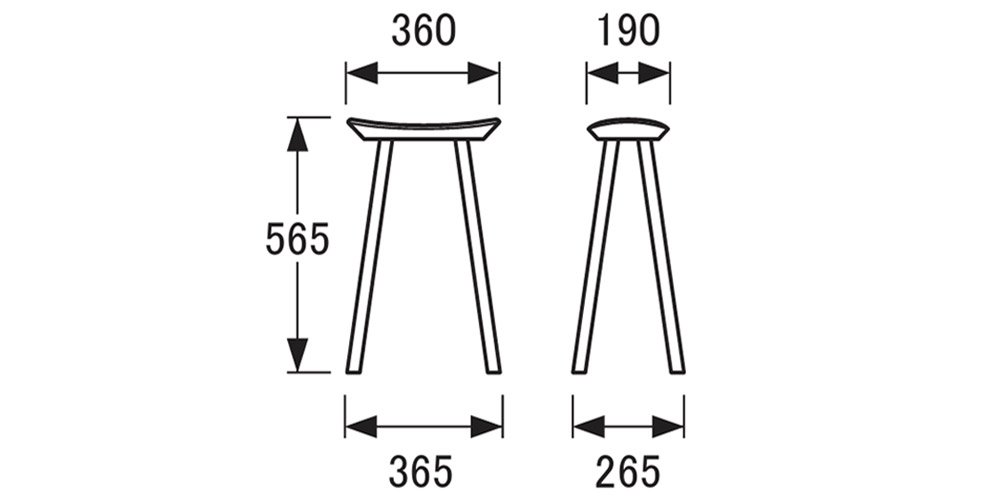 スツール「7553」高さ56cmのサイズ詳細
