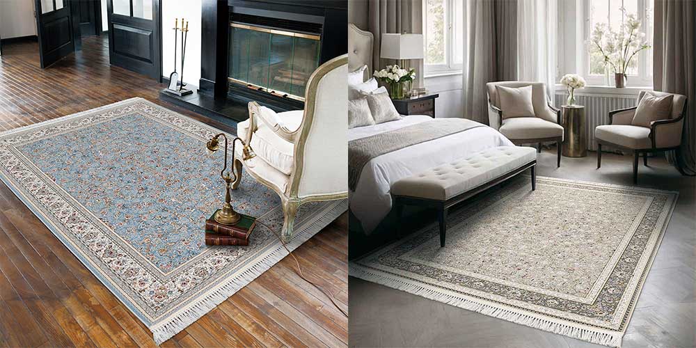 ウィルトンラグ「エラム」ブルー/グレーのメイン画像