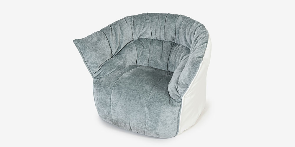 アームチェア「ロゼブリガンタン」1人掛け 幅95cm コンビ張り布＃RE125/RE440のサイド