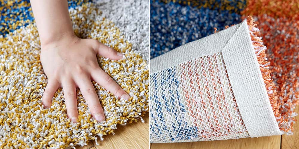 ボリューム感のあるパイルと裏面滑り止め